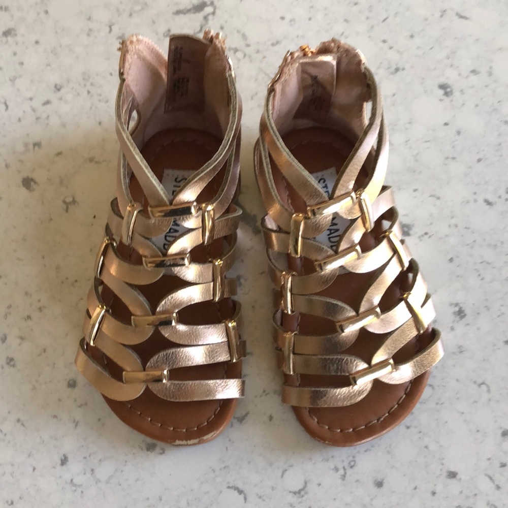 Toddler girls rose gold gladiator sandals size 6